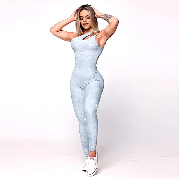 Macacão Gota - Estampa Fake Jeans