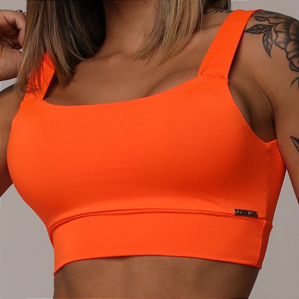 Top Faixa Laranja Neon Alças Fixas