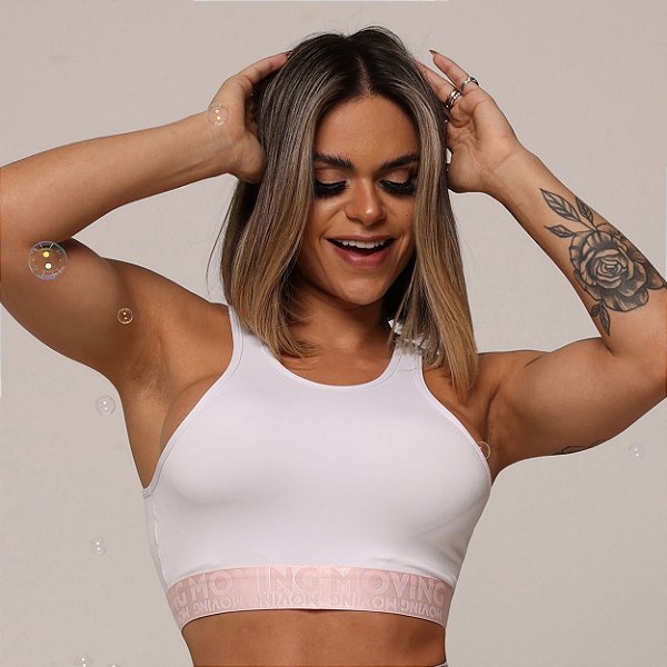 Top Torino Branco c/ Elastico Rosa