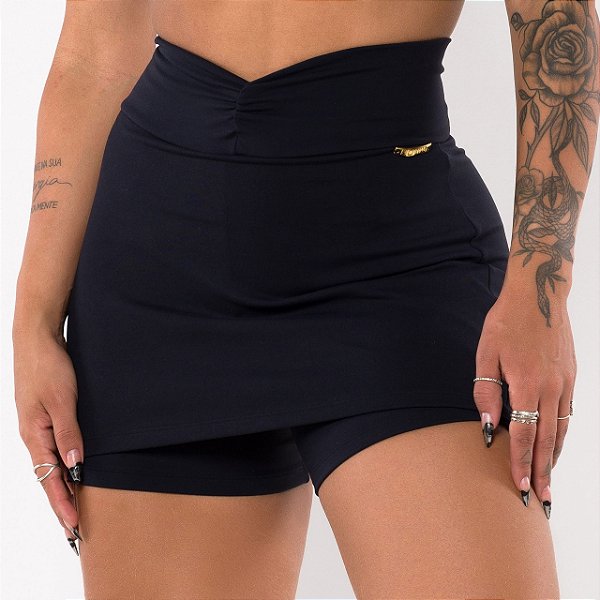 Shorts-Saia Mini-Saia Curto Preto