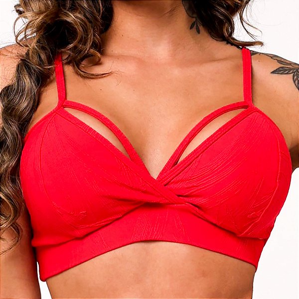 Top Strappys Vermelho Scarlet - Jacquard Texturizado