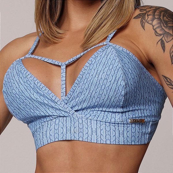Top Yes Estampa Welt Azul Celeste
