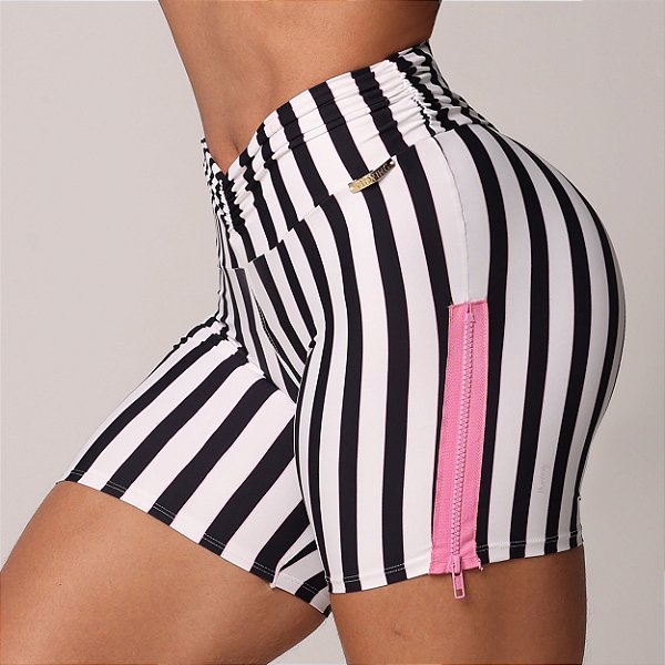 Shorts Ziper Empina BumBum - Estampa Lines