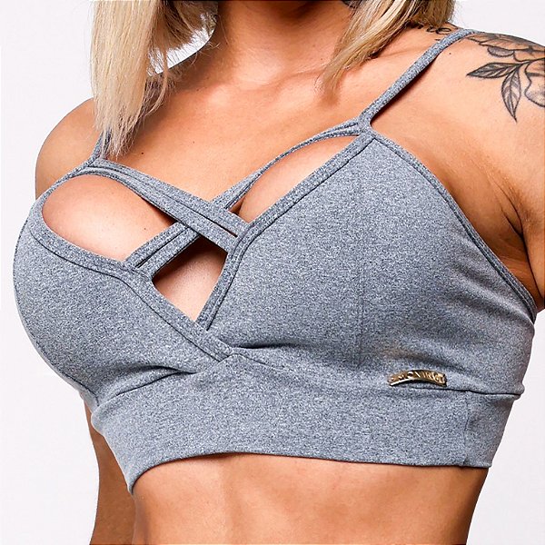 Top Double Strappys Cinza Mescla