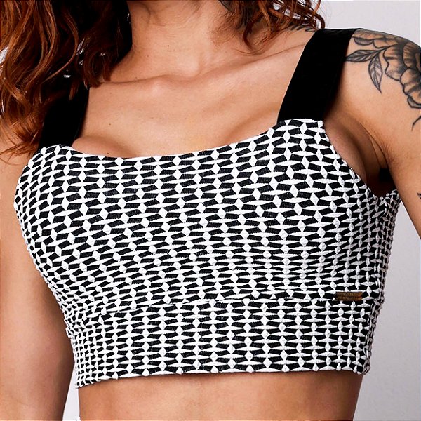 Top Faixa Jacquard Texturizado PB Deluxe  Alças Fixas
