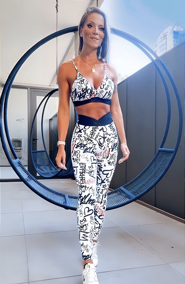 Conjunto Hit Elasticos X Estampa White Graffity