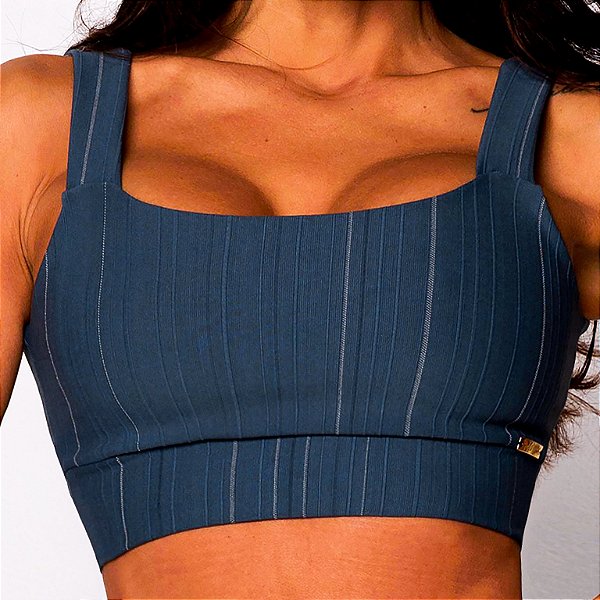 Top Faixa Jacquard Estampa Fake Jeans