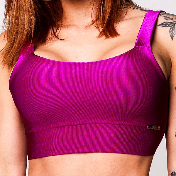 Top Faixa Cirrê Texturizado Fúcsia Style Alças Fixas