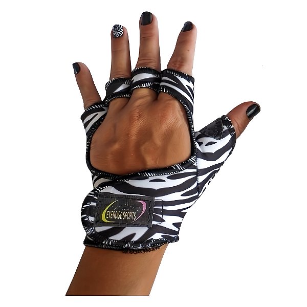Luva de Treino em Neoprene Estampa Tigre Branco e Preto