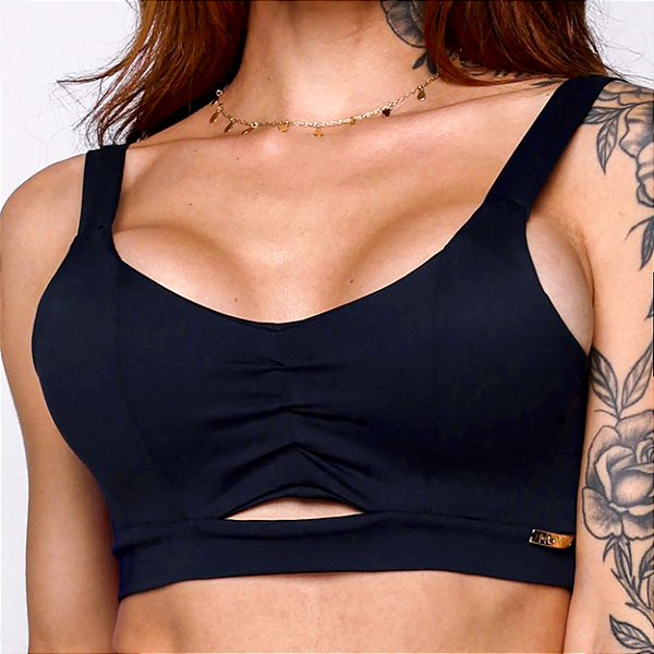 Top Preppy Blackout Zero Transparência liso Preto