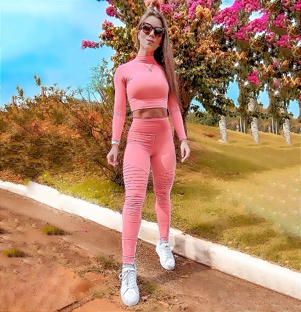 Conjunto Montaria Nervurada Athleisure Winter Mood Zero Transparência Rosa Mescla | Varias Cores