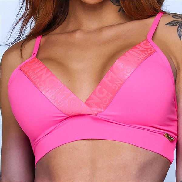 Top França com Elastico Rosa Fluor Neon