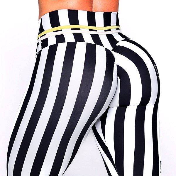 Legging Basica Lines com Empina BumBum Zero Transparência Estampa Lines