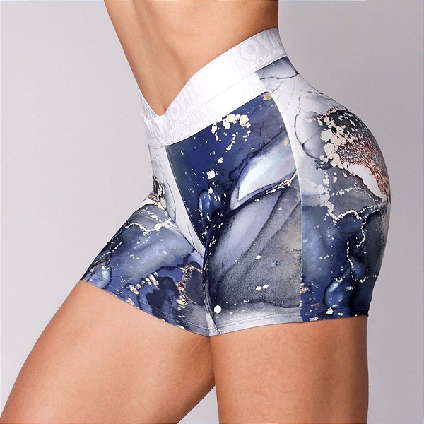 Shorts Hit Elasticos em X Branco Suplex Light Estampa Ocean Nights