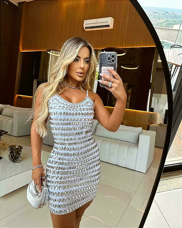 Vestido Little Girl Pedraria Branco