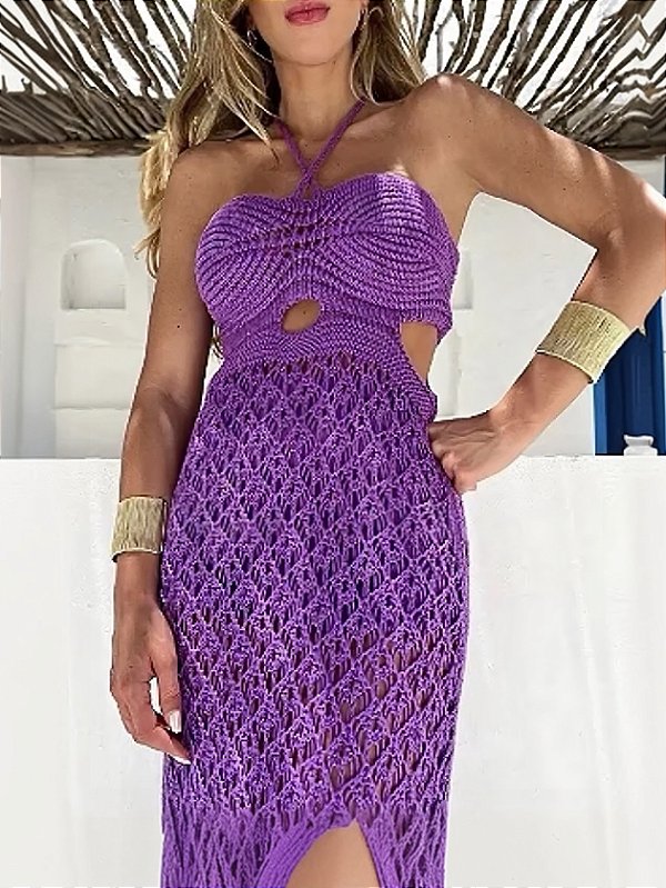 Vestido Tricot Longo Dunas Roxo