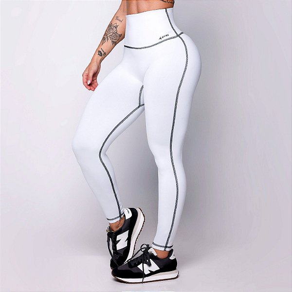 Legging Dupla Face 2 em 1 Blackout Zero Transparência Seamless (Sem Costura) Branco e Preto
