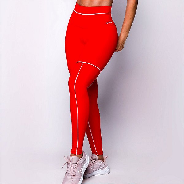 Legging Vibe Poliamida Premium Zero Transparência Vermelho Carmim