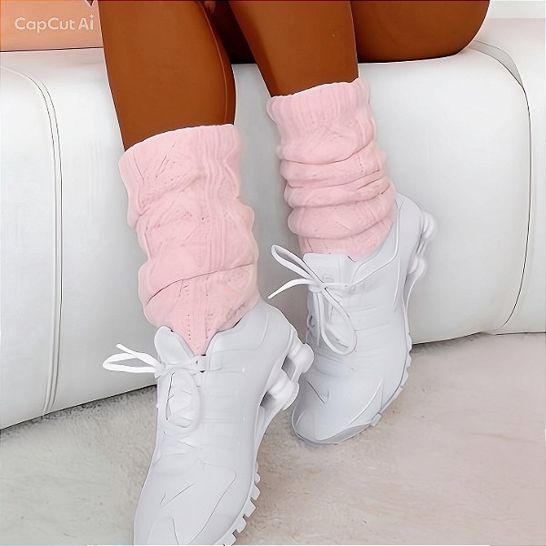 Polainas Premium Flash Dance em Tricot de Lã 1 camada Rosa Bebê