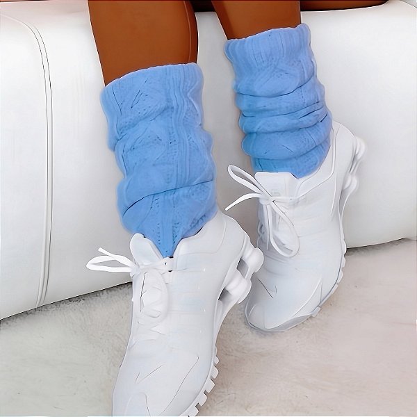 Polainas Premium Flash Dance em Tricot de Lã 1 camada Azul Celeste