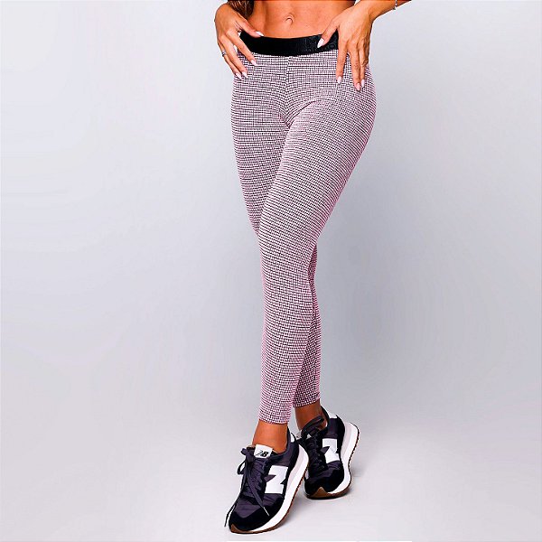 Legging Epic Elastico Poliamida Premium Alta Gramatura Texturizado Blackout Zero Transparência Estampa Tweed Chanel Inspired Rosa