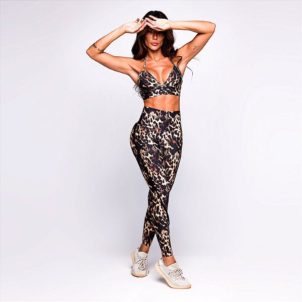 Conjunto Speed Booble Suplex Light de Poliamida Premium Zero Transparência Estampa Onça