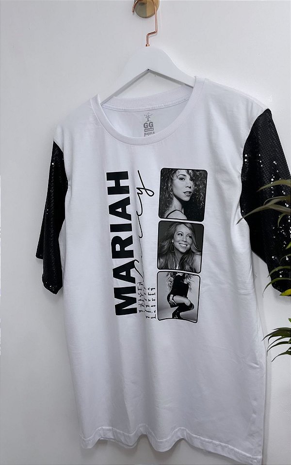 T-shirt Mariah Carey -  Hero  P/B (Manga com/sem paetê)