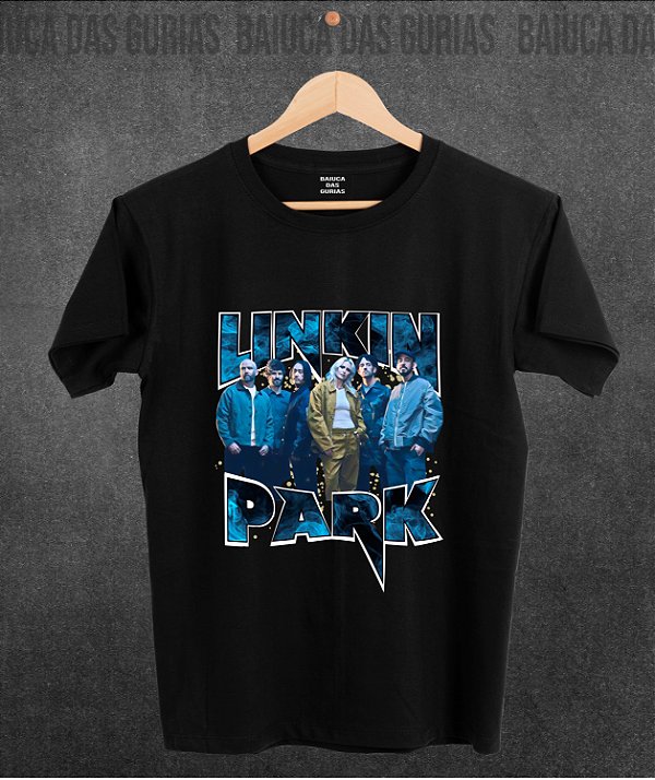 Camiseta Linkin Park azul foto (Manga com/sem paetê)