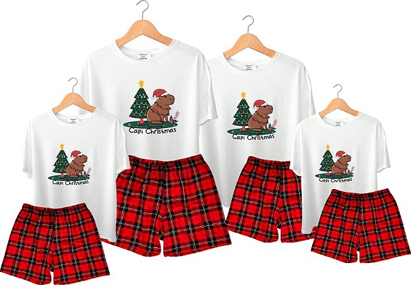 Pijama Natal Capivara - Familia com 4