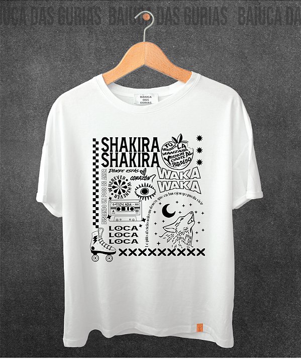 T-shirt Shakira Musicas (Manga com ou sem paetê)