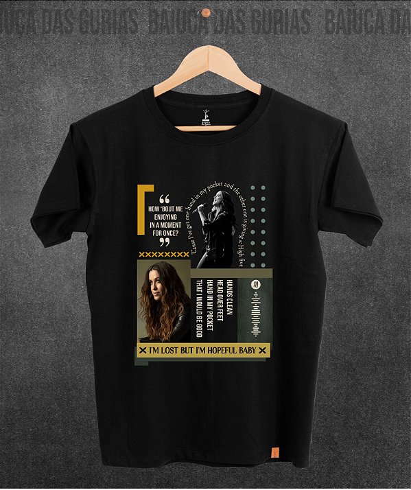 T-shirt Alanis Morissette - Lyrics (Manga com ou sem paetê)