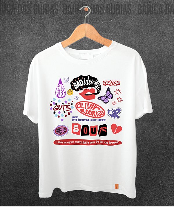 T-shirt Olivia Rodrigo -  Músicas (Manga com ou sem paetê)