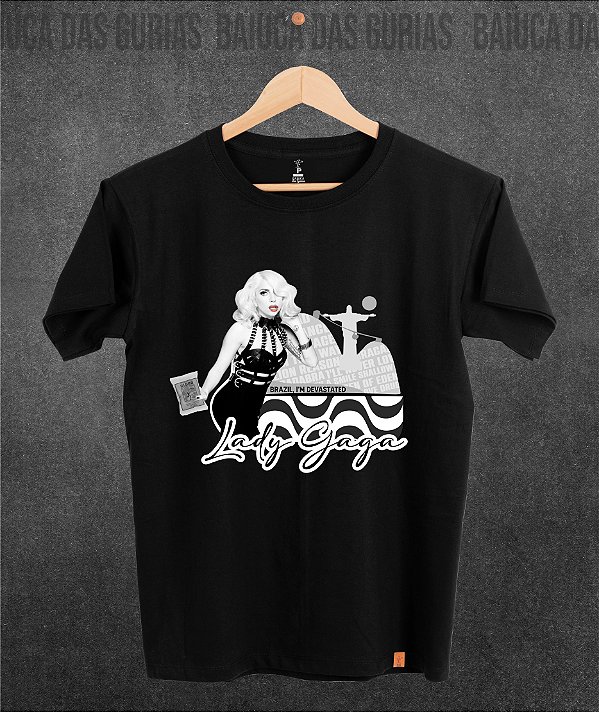 T-shirt Lady Gaga Rio P/B (Manga com ou sem paetê)