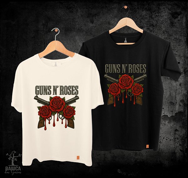 Camiseta Guns n' Roses - Rosas  (Manga com ou sem paetê)