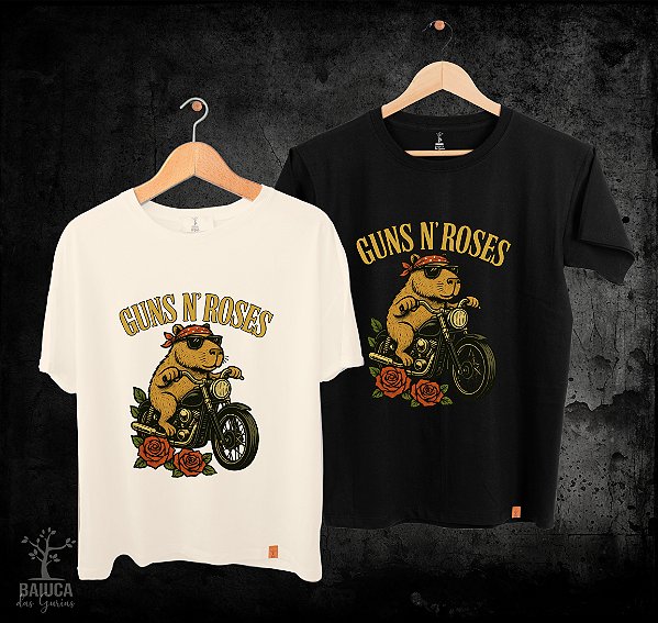 Camiseta Guns n' Roses - Capivara  Moto (Manga com ou sem paetê)