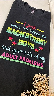 Camiseta Listen to Backstreet Boys  (Manga com ou sem paetê)