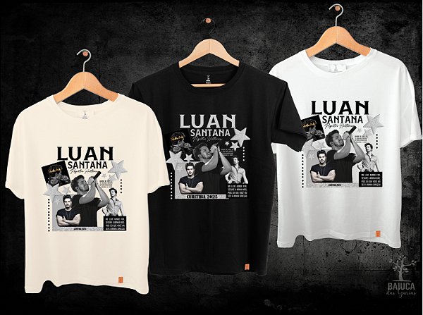 Camiseta Luan Santana - Fotos p/b (Manga com ou sem paetê)