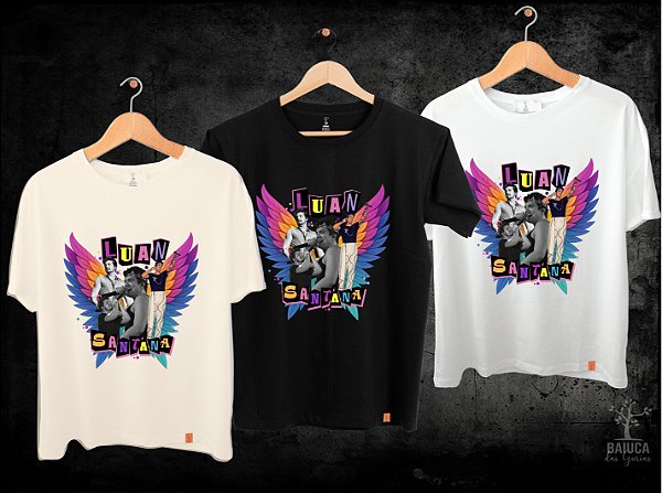 Camiseta Luan Santana - Asas coloridas (Manga com ou sem paetê)