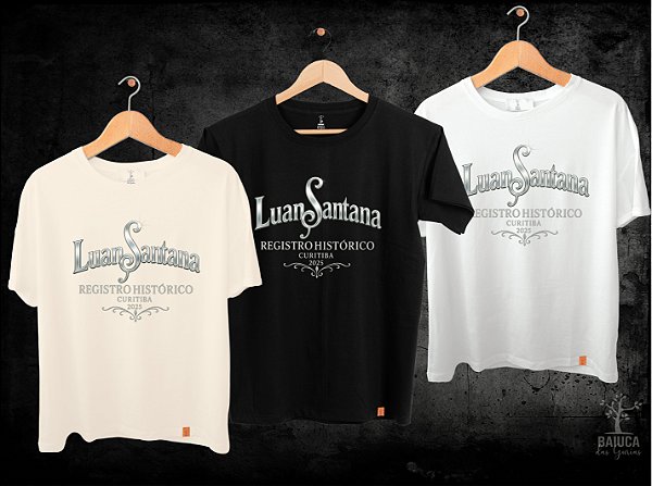 Camiseta Luan Santana - Registro Histórico prata (Manga com ou sem paetê)