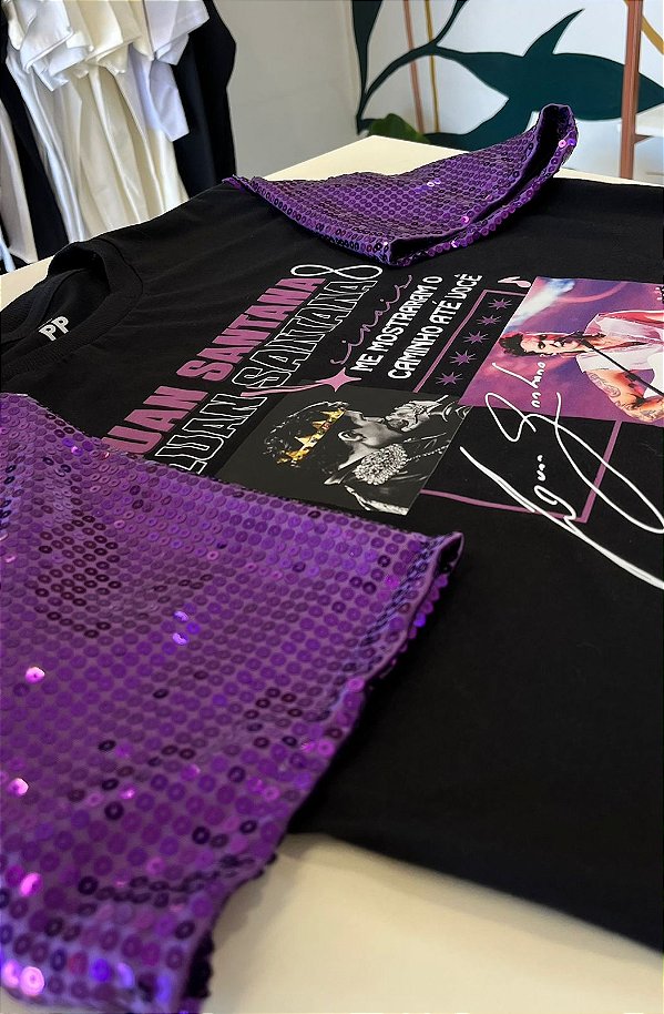 Camiseta Luan Santana - Sinais lilás (Manga com ou sem paetê)