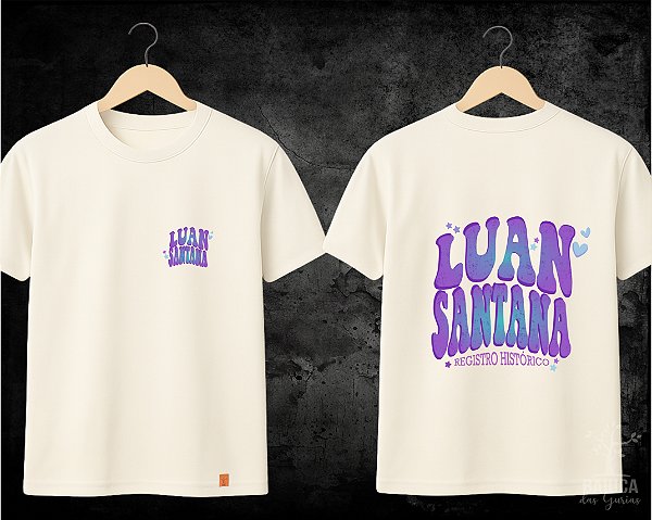 Camiseta Luan Santana - Lilás frente e costas (Manga com ou sem paetê)
