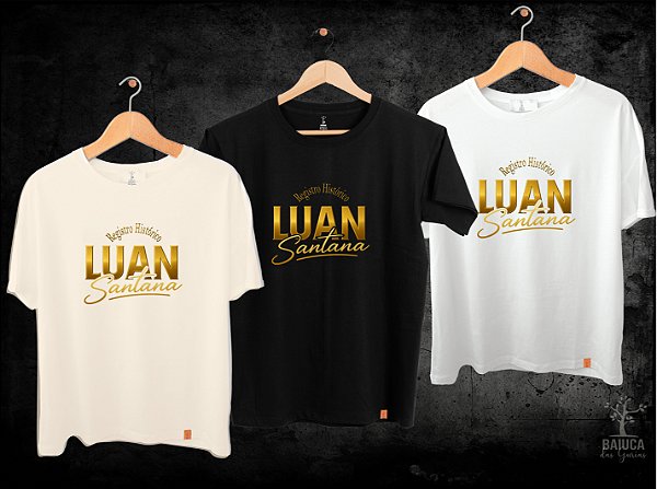 Camiseta Luan Santana - Registro Histórico dourado (Manga com ou sem paetê)