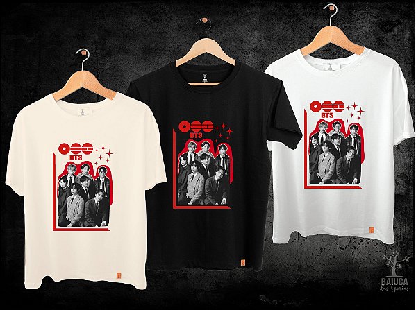 Camiseta BTS Vermelho grupo (Manga com /sem paetê)