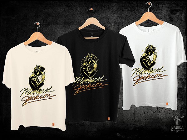 Camiseta Michael Jackson - Gold (Manga com ou sem paetê)