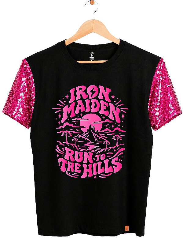 Camiseta Iron Maiden - Pink (manga com / sem paetê)