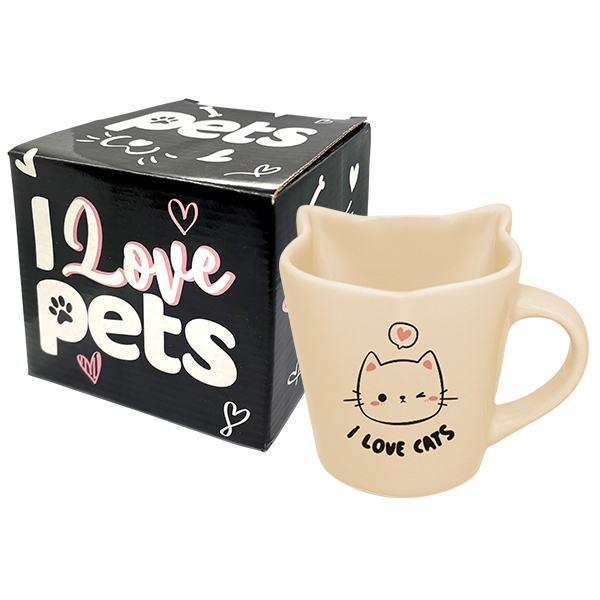 CANECA GATO NATURAL - LIFE - I LOVE CATS