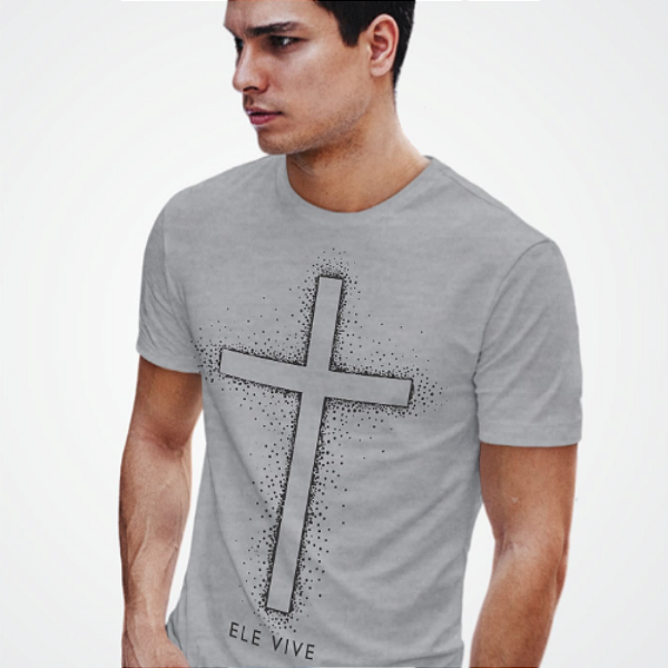 Camiseta Ele Vive - Cinza Mescla