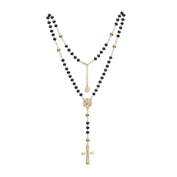 Colar Terço Verde Escuro Nossa Senhora Aparecida