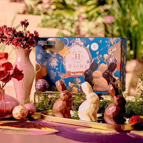 Trio de Coelhos de Chocolate