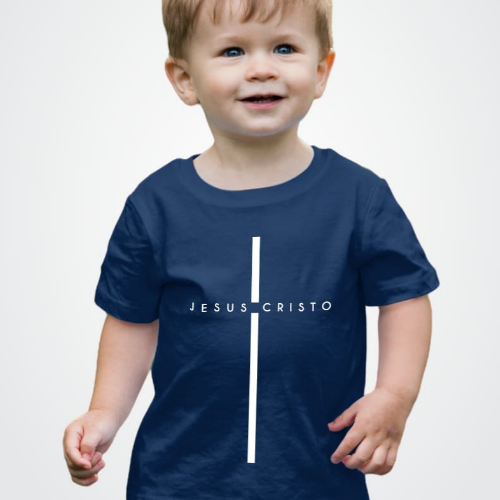 Camiseta Infantil Jesus Cristo Azul